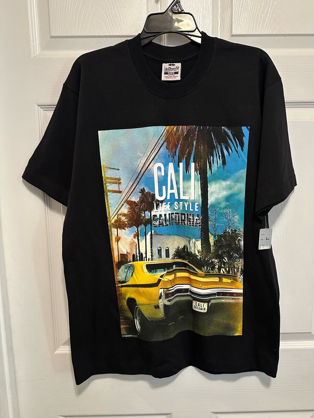 West Coast Cali Life Style T-Shirt Men's L Black California Muscle Car Graphic